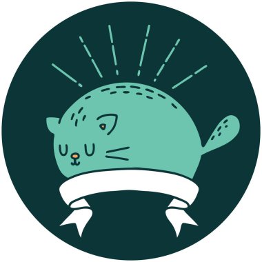 Dövme stili mutlu kedinin simgesi