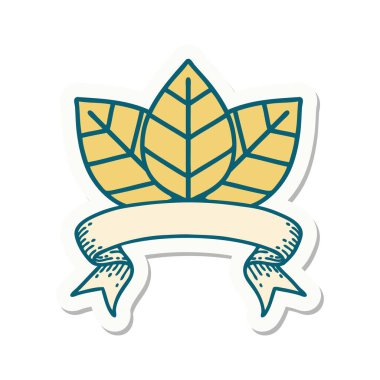 Yaprak sancağıyla dövme stili etiketi