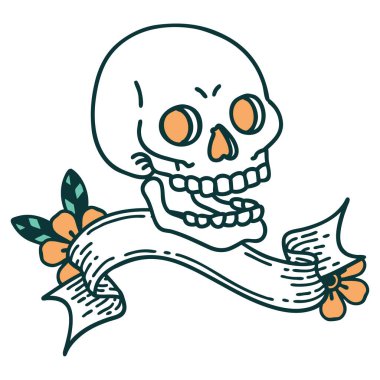 Kafatası dövmeli geleneksel dövme