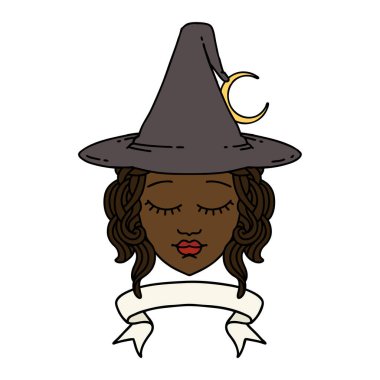 Retro Dövme Tarzı Sancaklı İnsan Cadı Karakteri