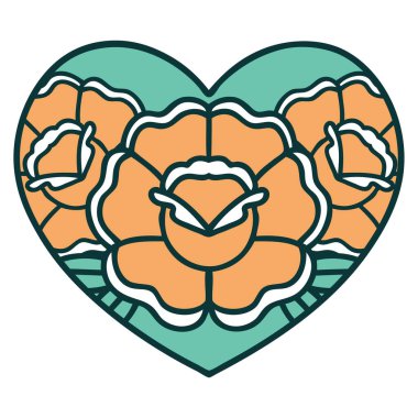 Bir kalp ve çiçeğin ikonik dövme görüntüsü