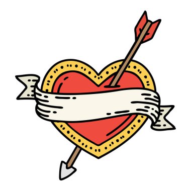 ok kalp ve bayrak şeklinde geleneksel bir dövme