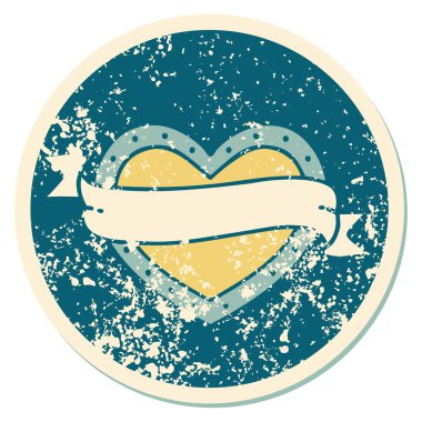 ikonik sıkıntılı çıkartma dövme stili bir kalp ve bayrak