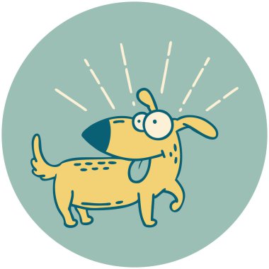 Dövme stili mutlu köpeğin simgesi