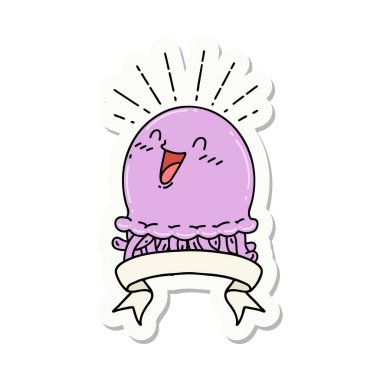 Dövme stili çıkartma. Mutlu denizanası.