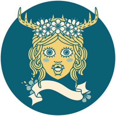 Retro Dövme Biçimli Orc Druid karakter yüzü