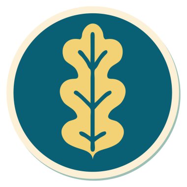 Yaprağın geleneksel stiliyle dövme çıkartması