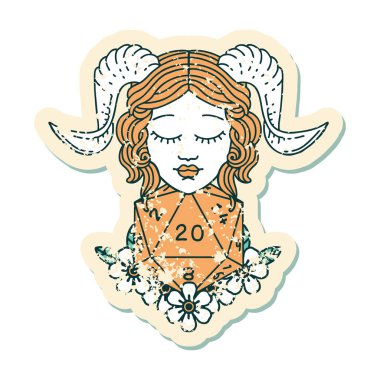 Doğal 20 D20 zarlı kartonpiyerin grunge çıkartması