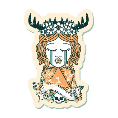 Retro Dövme Tarzı Ağlayan İnsan Druid Doğal bir d20 rulo ile