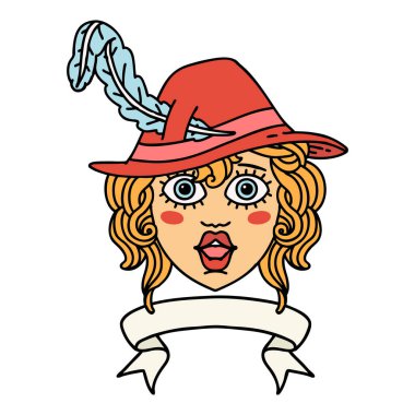 Retro Dövme Tarzı Sancaklı İnsan Ozan Karakteri