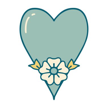 Bir kalp ve çiçeğin ikonik dövme şekli