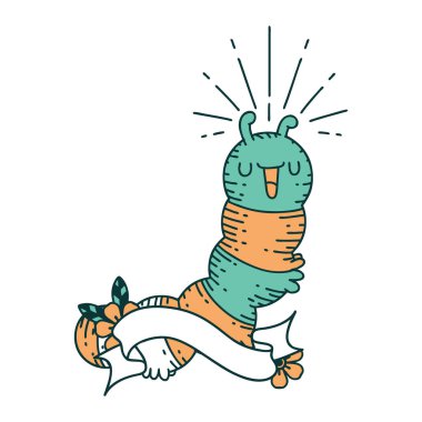 Dövme stili mutlu tırtıl parşömeni.