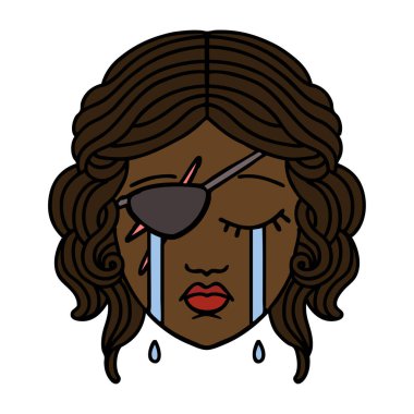 Retro Dövme Tarzı Ağlayan İnsan Düzenbaz Karakteri