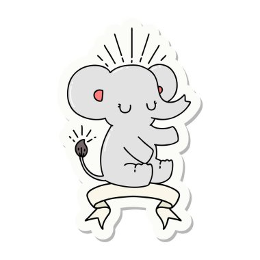 Dövme stili şirin bir fil çıkartması.