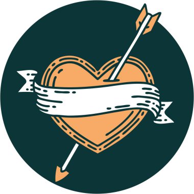 Bir okun kalp ve bayrağının ikonik dövme şekli