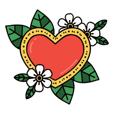 Botanik kalp şeklinde geleneksel bir dövme.