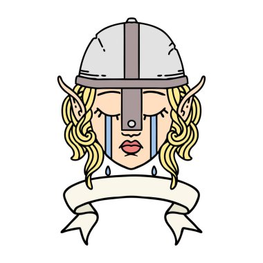 Retro Dövme Tarzı Ağlayan Elf Savaşçısı Yüzü