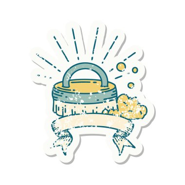 Dövme stili eski bir çıkartma fırça.