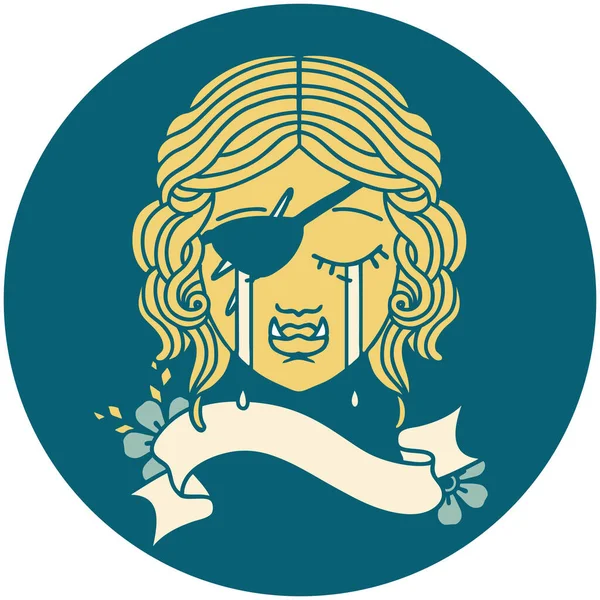 Retro Dövme Biçimi Ağlayan Ork düzenbaz karakter yüzü