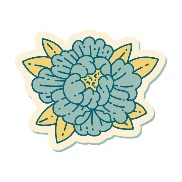 Наклейка Татуювання Традиційному Стилі Квітучої Квітки — стоковий вектор