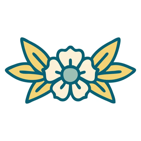 Bir Çiçeğin Ikonik Dövme Şekli — Stok Vektör