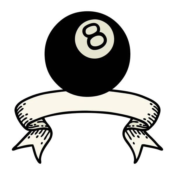 Traditionelle Tätowierung Mit Banner Von Ball — Stockvektor
