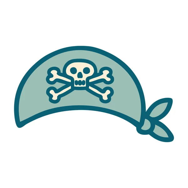 Image Emblématique Style Tatouage Foulard Tête Pirate — Image vectorielle
