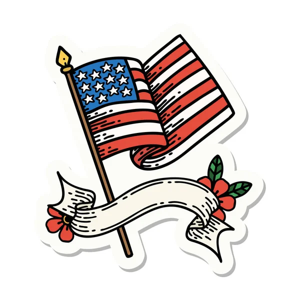 Amerikan bayrağının bayrağıyla dövme stili.