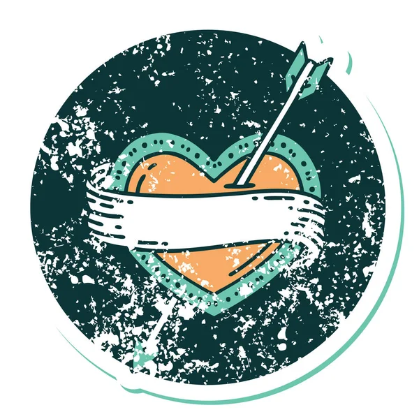 ok kalbi ve pankartın sembolik dövmeli görüntüsü