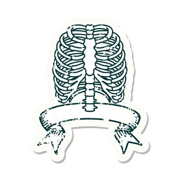 Üzerinde göğüs kafesi pankartı olan eski bir etiket.