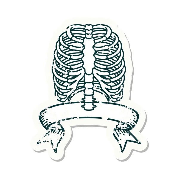 Изношенная Старая Наклейка Знаменем Грудной Клетки — стоковый вектор