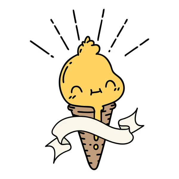 스타일의 아이스크림 캐릭터가 종이접기 — 스톡 벡터