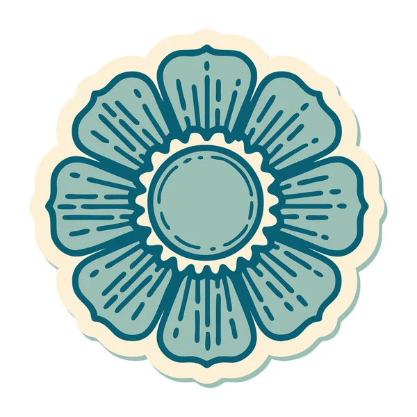 Sticker Van Tatoeage Traditionele Stijl Van Een Bloem — Stockvector