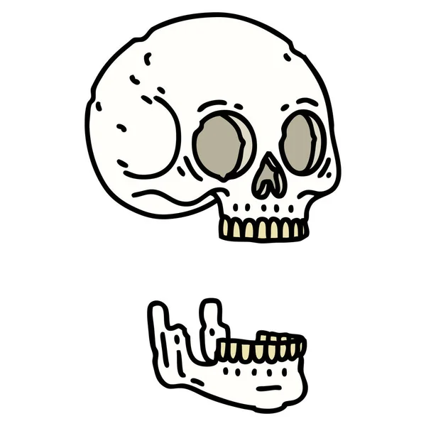 頭蓋骨の伝統的なスタイルのタトゥーは — ストックベクタ