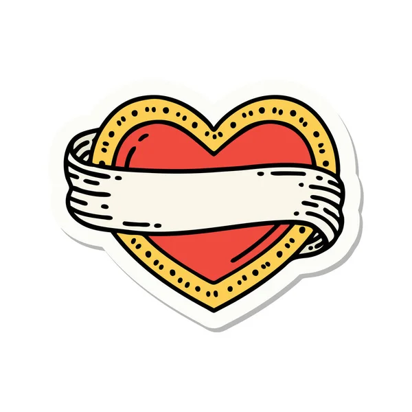 Etiqueta Engomada Del Tatuaje Estilo Tradicional Corazón Bandera — Vector de stock