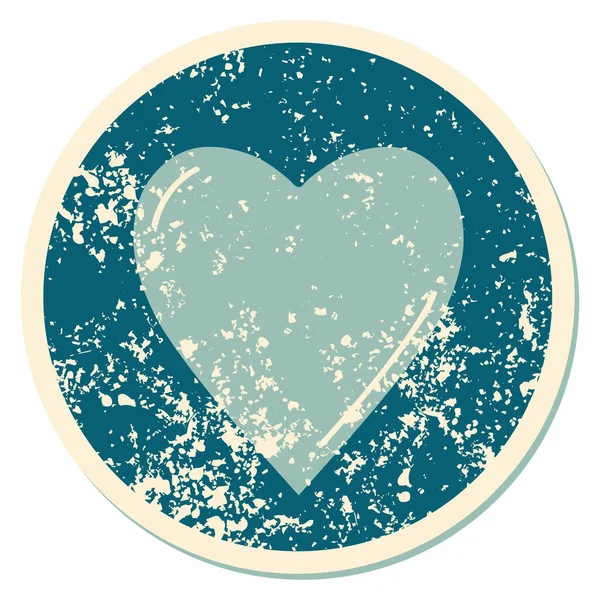 Iconic Distressed Sticker Tattoo Style Image Heart — Stock Vector