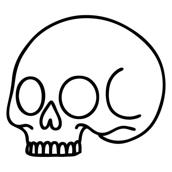 Tattoo Black Line Style Skull — Stock Vector