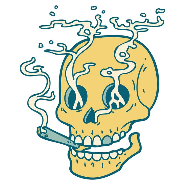 Image Emblématique Style Tatouage Crâne — Image vectorielle