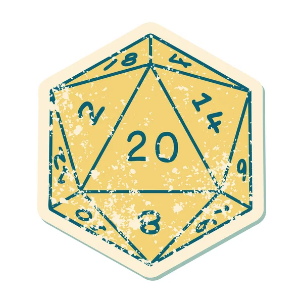 Retro Tattoo Style Natural D20 Dice Roll Vector Graphics