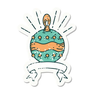 Dövme stili eski bir çıkartma. Noel süsü.