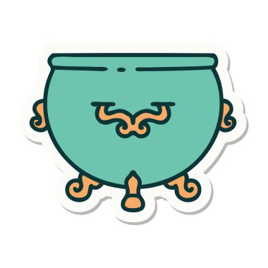 Dövme çıkartması geleneksel stil bir kazan.