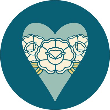 Bir kalp ve çiçeğin ikonik dövme görüntüsü