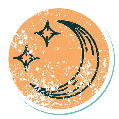 Ay ve yıldızların sembolik depresif dövme stili