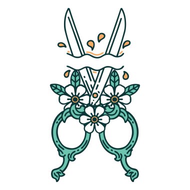 Berber makas ve çiçeklerin ikonik dövme görüntüsü