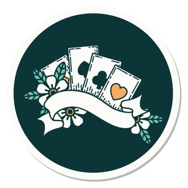 Geleneksel kart ve pankart stili dövme etiketi