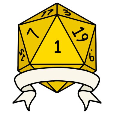 Retro Dövme Biçimi Doğal bir d20 zar atma