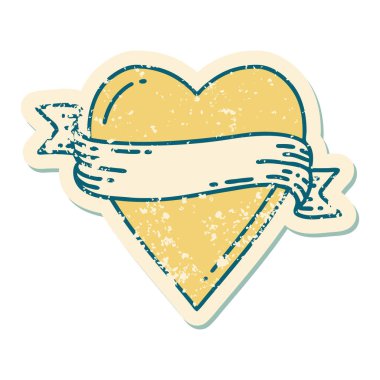 ikonik sıkıntılı çıkartma dövme stili bir kalp ve bayrak