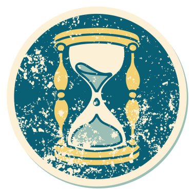 ikonik sıkıntılı sticker dövmeli bir saat camı görüntüsü