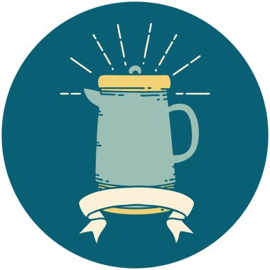 Dövme stili kahve demliğinin simgesi