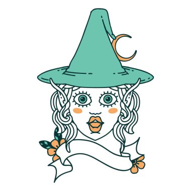 Retro Dövme Biçimli elf karakter yüzü